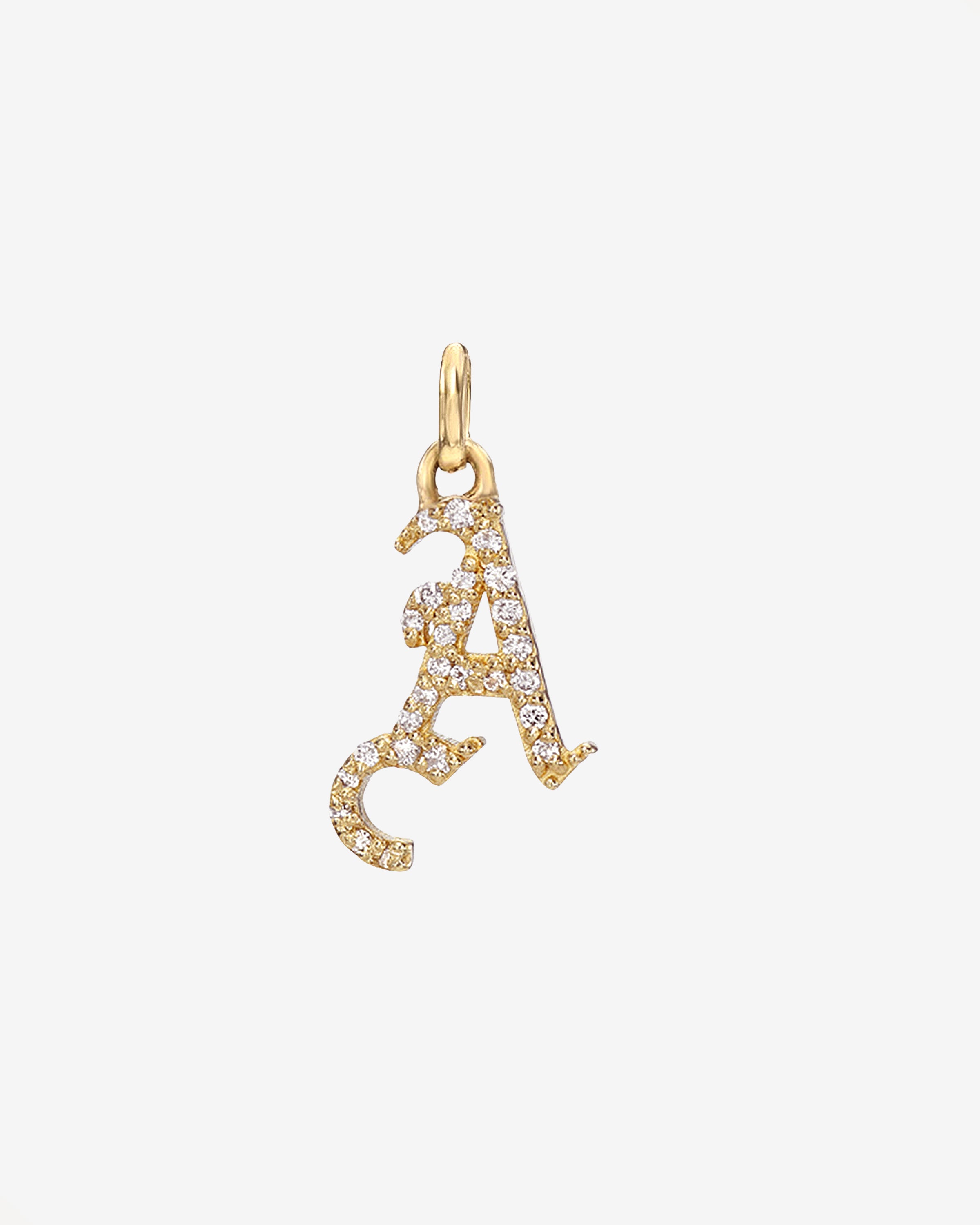 Diamond Gothic Initial Pendant Personalized Zoe Lev Jewelry