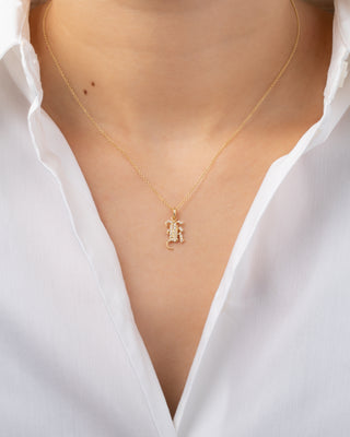 Diamond Gothic Initial Necklace