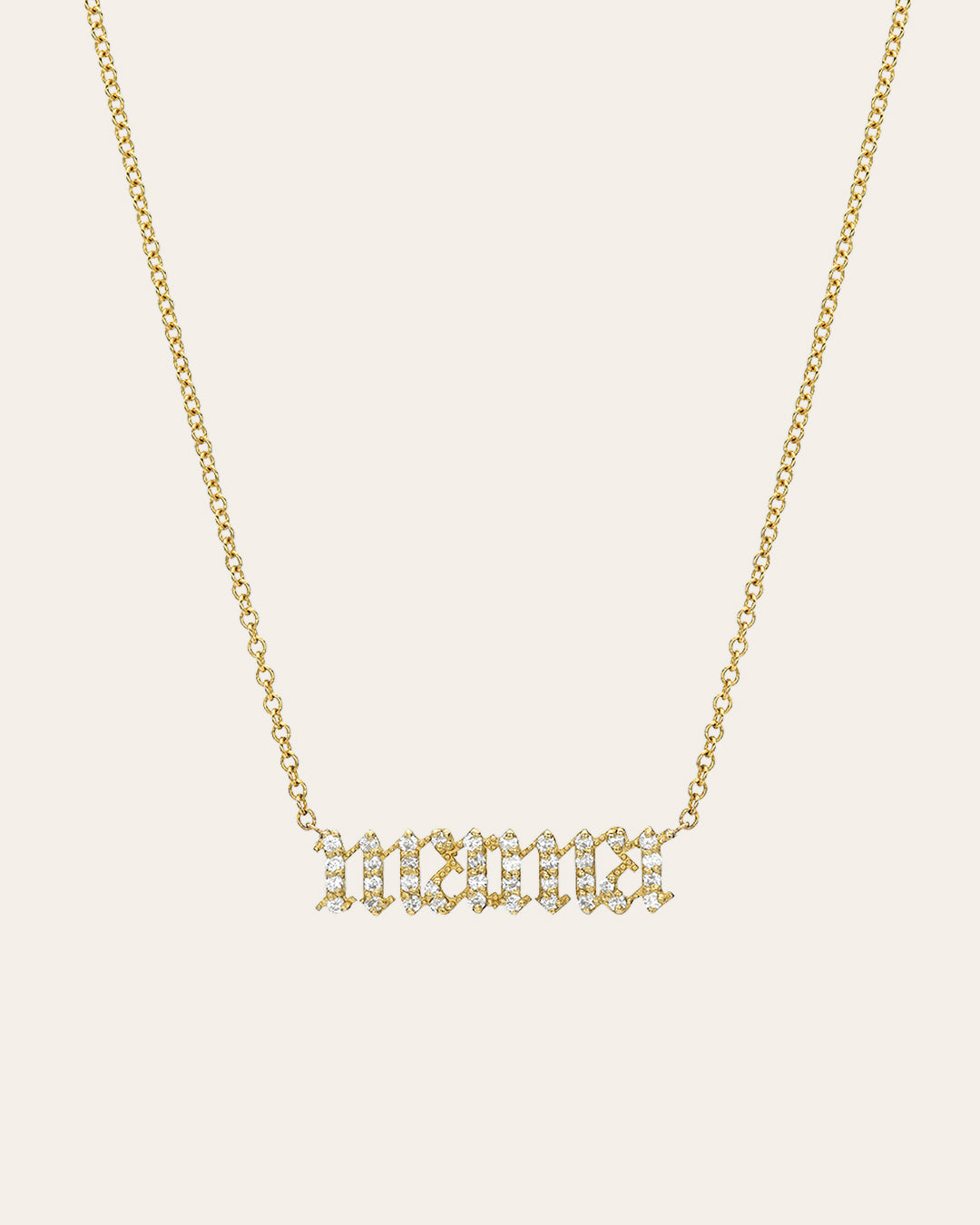 Diamond Gothic Lowercase 'mama' Necklace SAMPLE SALE Zoe Lev Jewelry