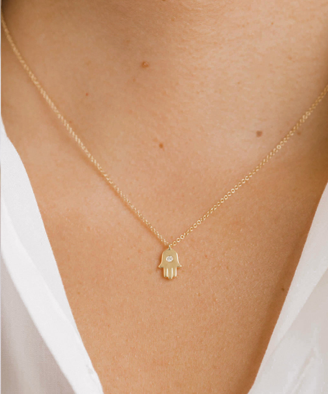 Diamond Hamsa Necklace Zoe Lev Jewelry