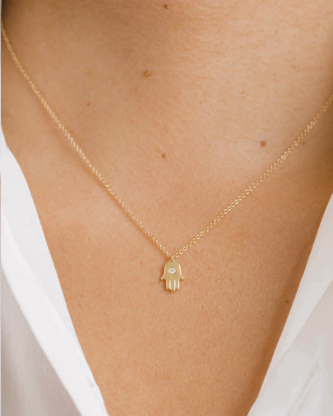 Diamond Hamsa Necklace Zoe Lev Jewelry