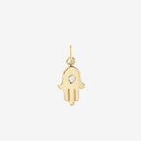 14k Gold Hamsa with Tiny Diamond Pendant Zoe Lev Jewelry