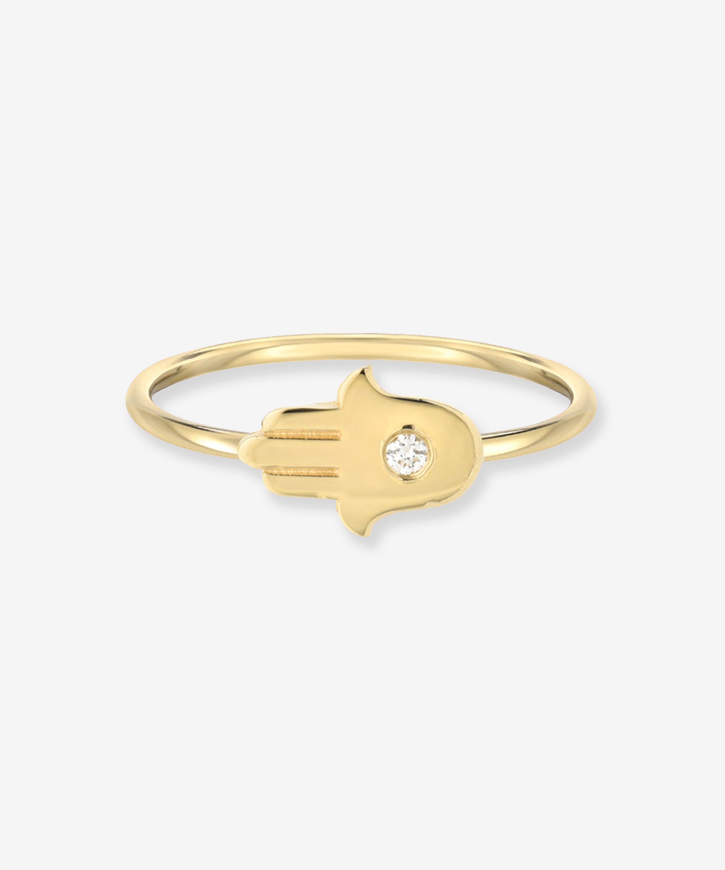 14k Gold Diamond Hamsa Ring Zoe Lev Jewelry