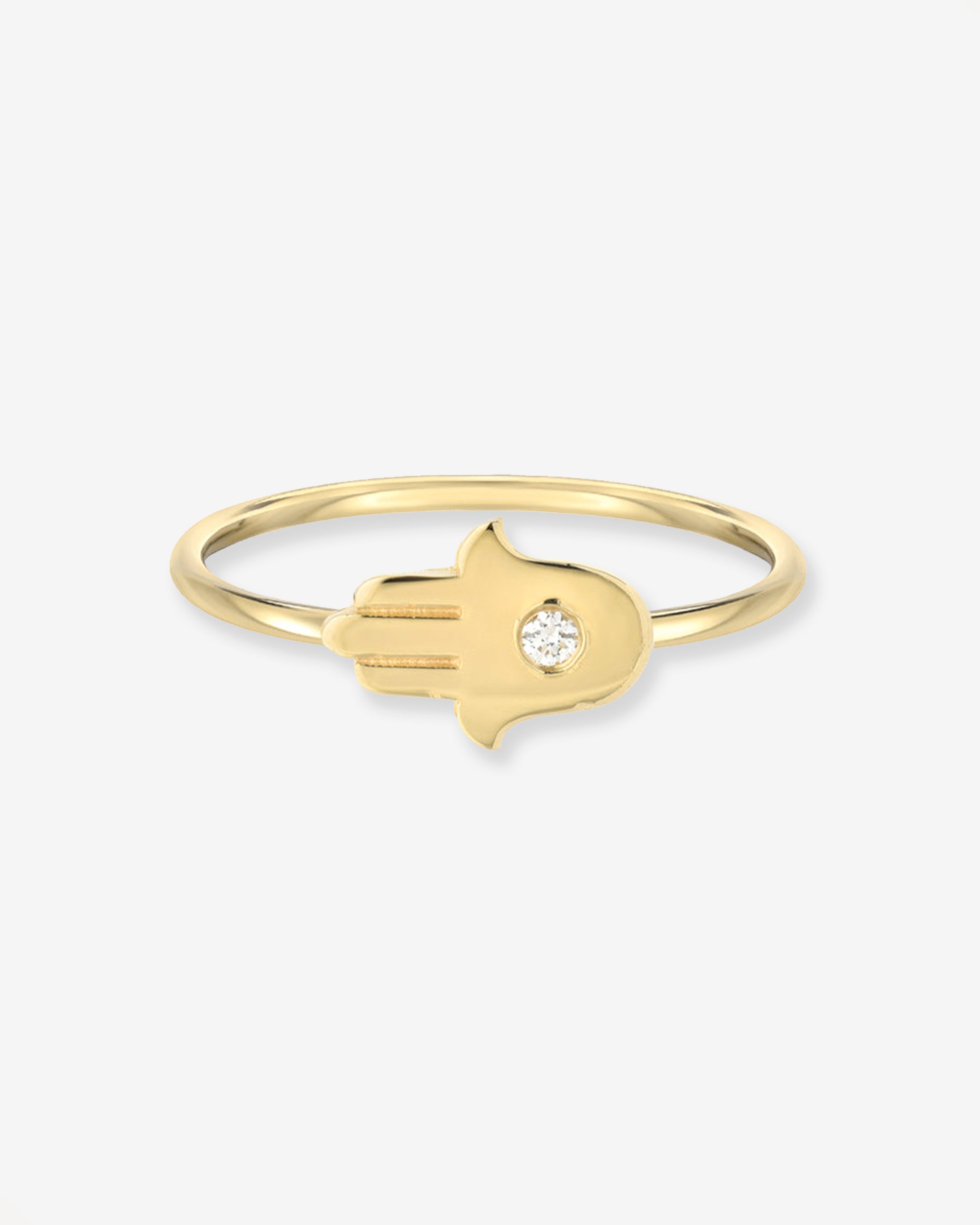 14k Gold Diamond Hamsa Ring Zoe Lev Jewelry