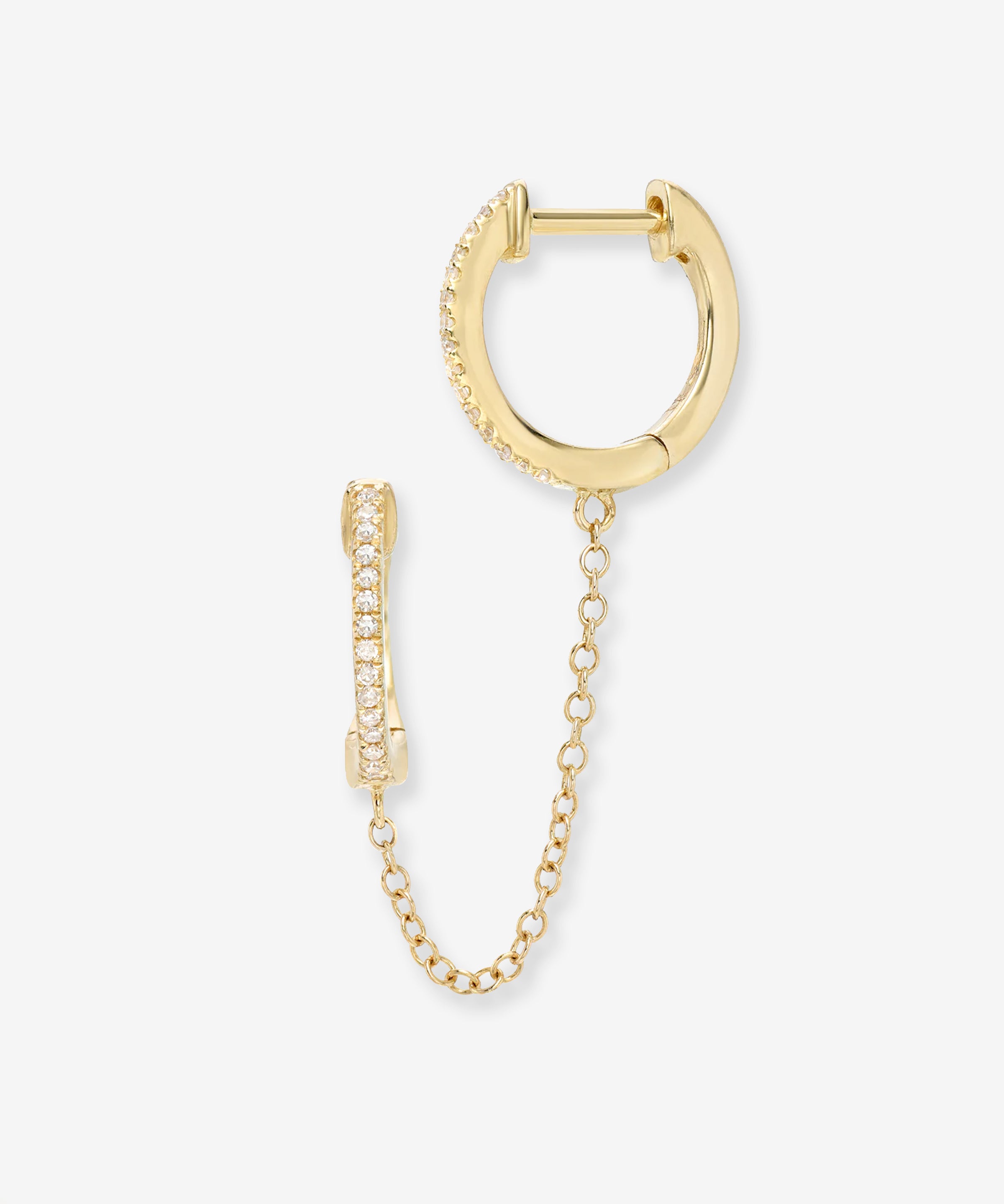 Diamond Huggie Chain Earrings Hoops & Huggies Zoe Lev Jewelry