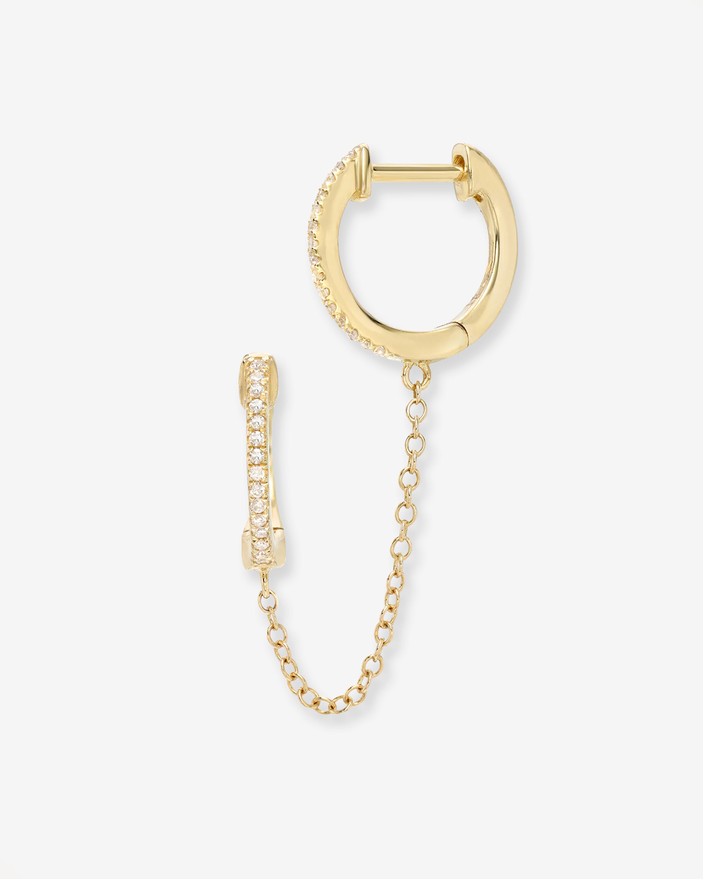 Diamond Huggie Chain Earrings Hoops & Huggies Zoe Lev Jewelry