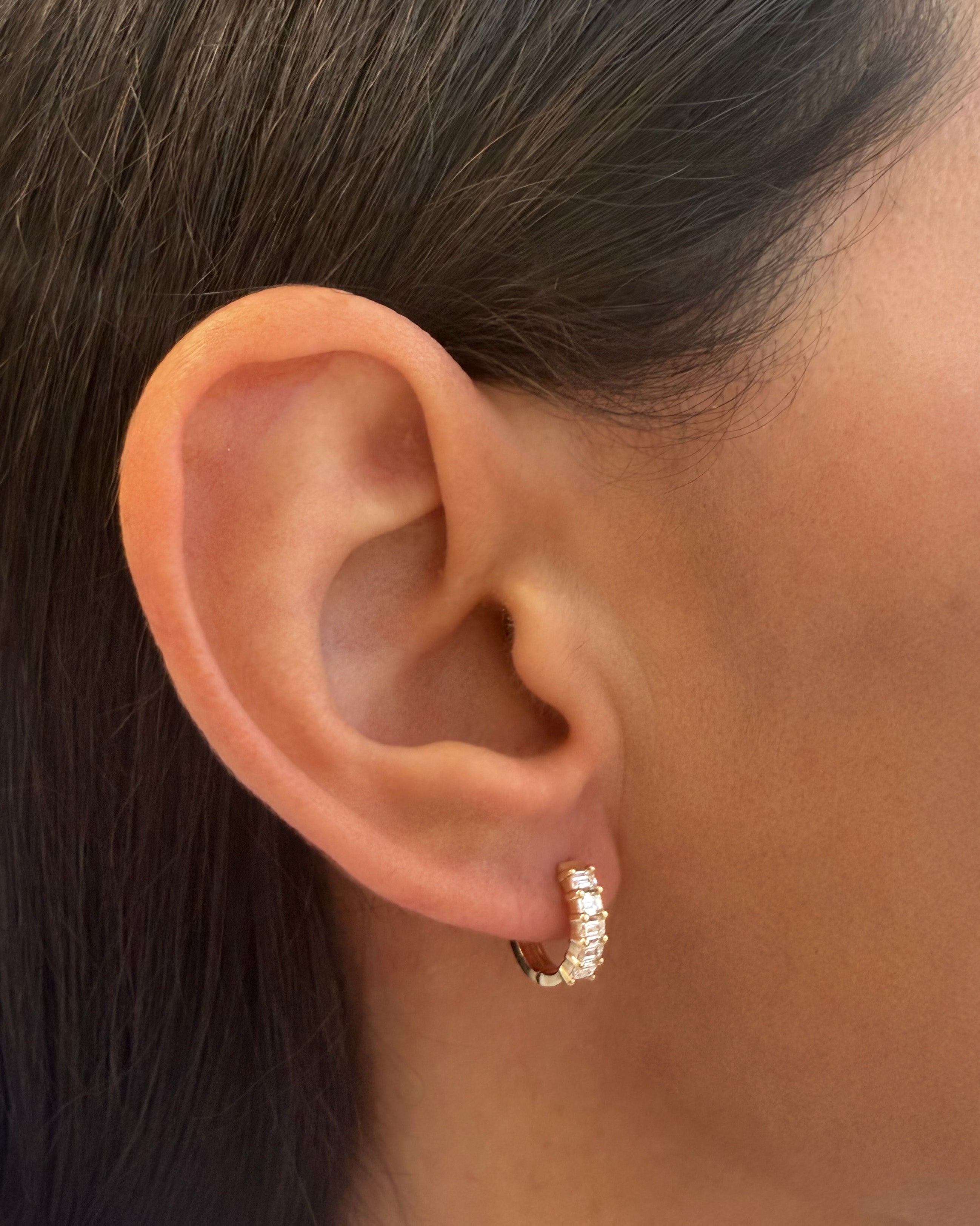 Lab Diamond Baguette Huggies Hoops & Huggies Zoe Lev Jewelry