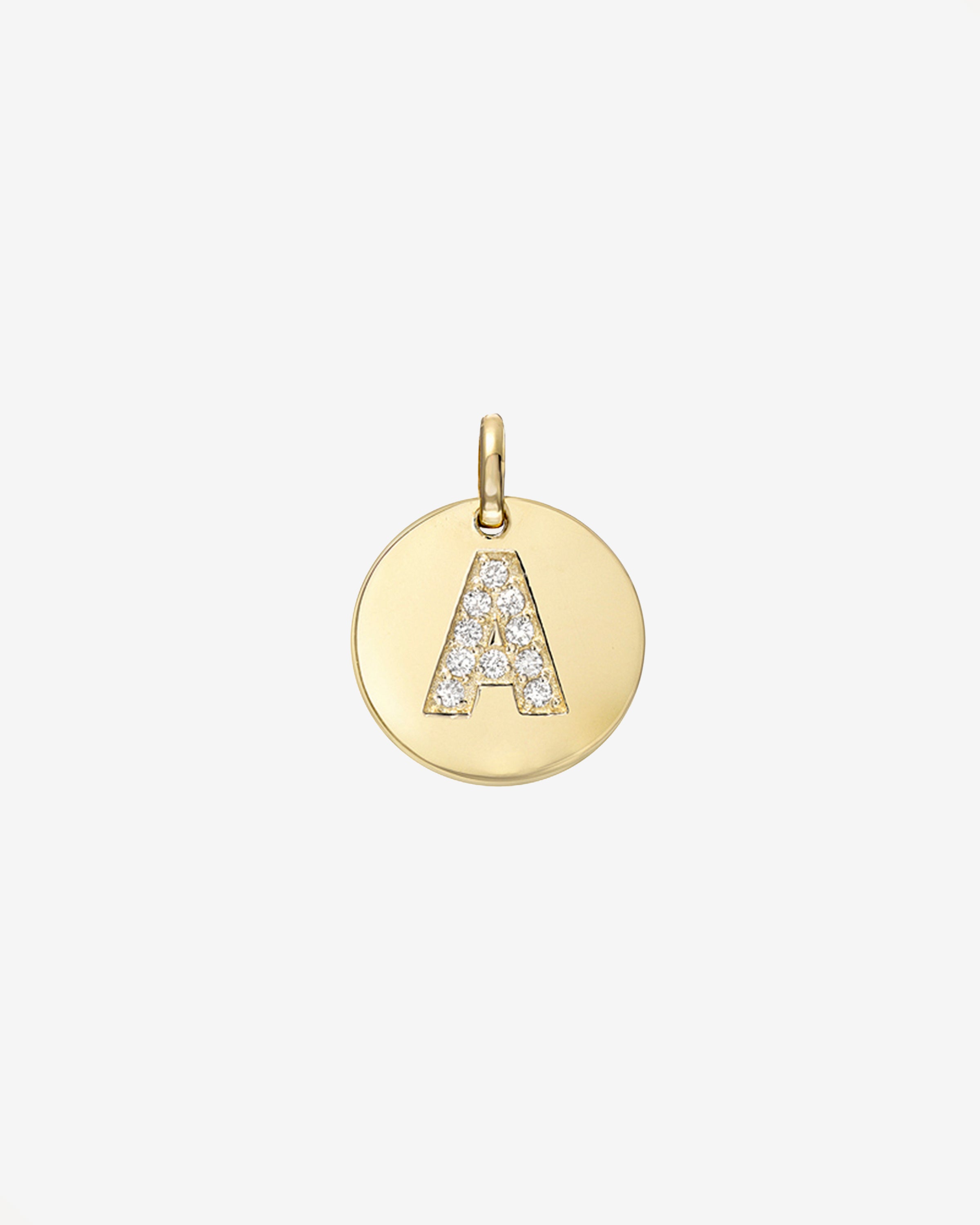 Diamond Initial Small Disc Pendant Personalized Zoe Lev Jewelry