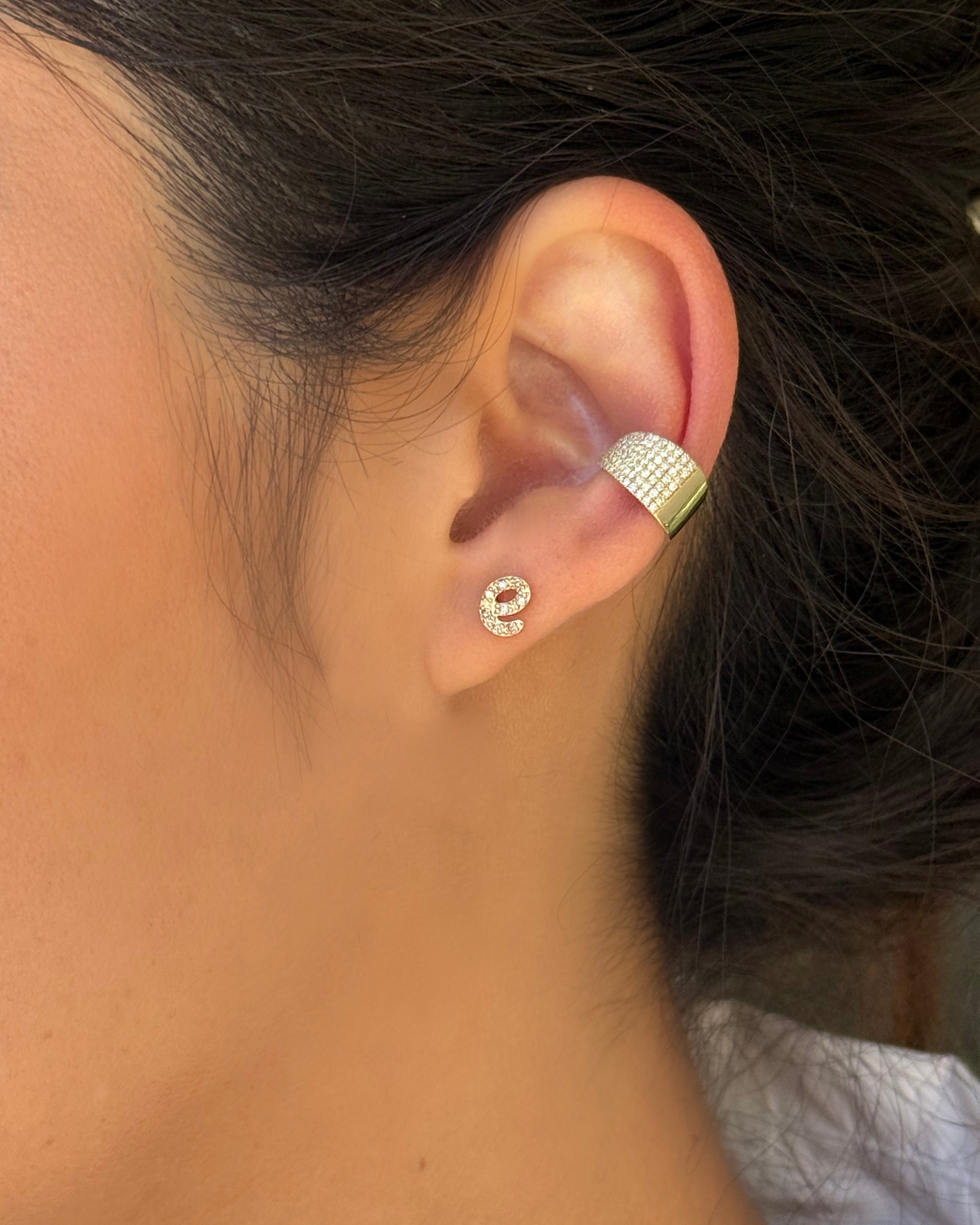 Mini Diamond Script Initial Stud Earrings Personalized Zoe Lev Jewelry