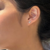 Mini Diamond Script Initial Stud Earrings Personalized Zoe Lev Jewelry