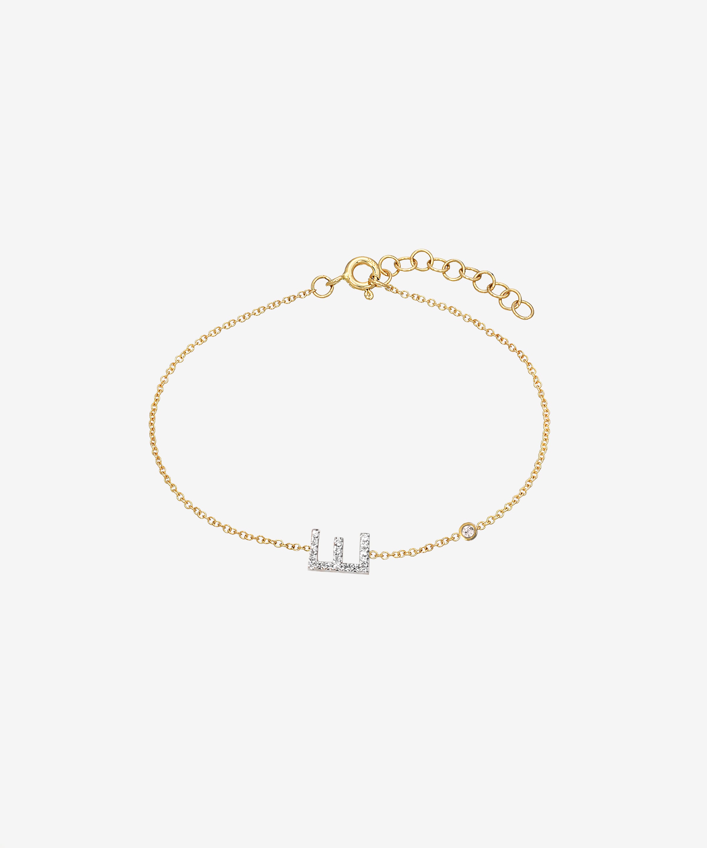 Diamond Initial & Bezel Bracelet Personalized Zoe Lev Jewelry