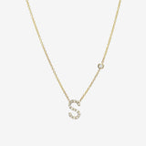 Diamond Initial and Bezel Necklace Personalized Zoe Lev Jewelry