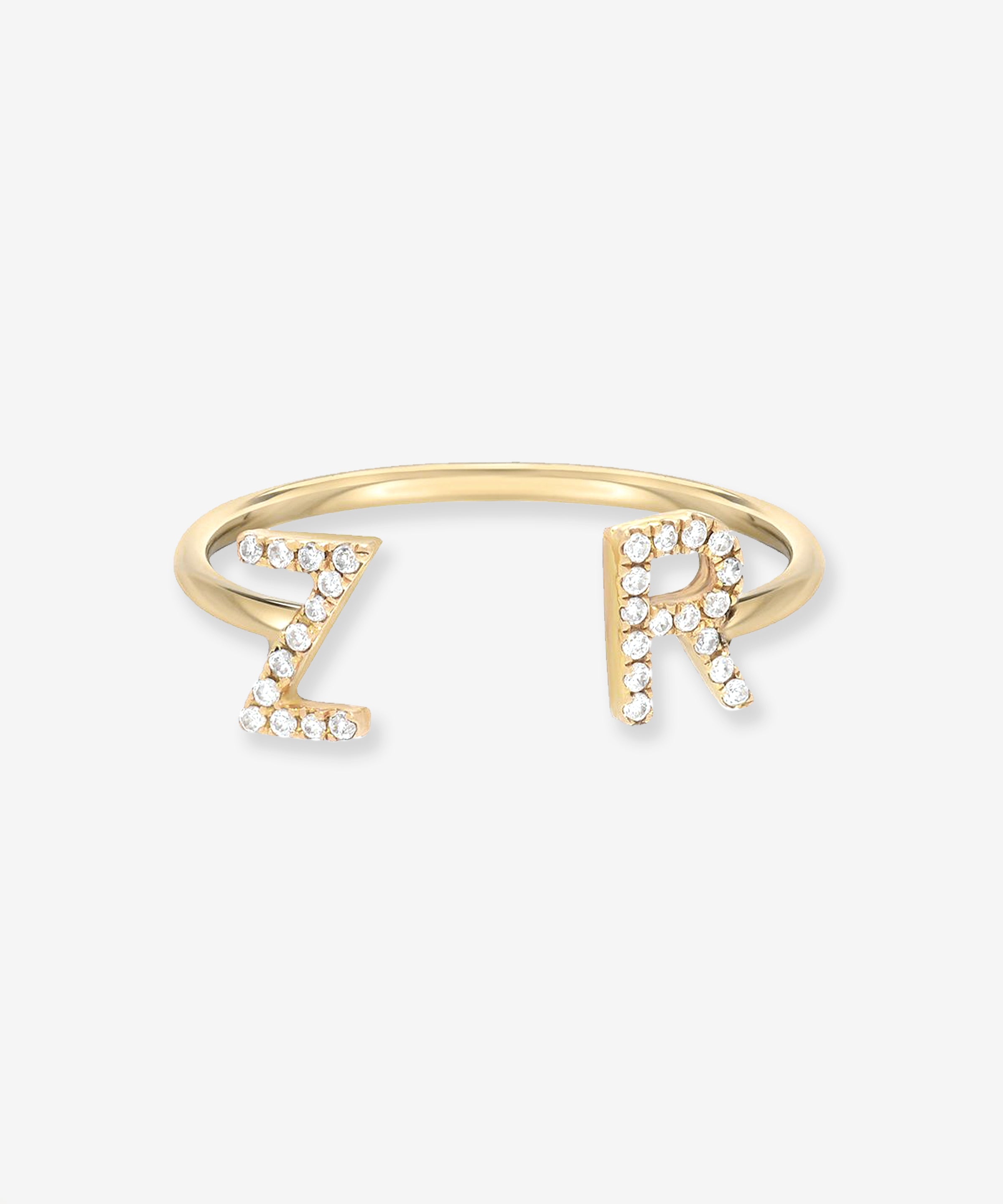 Diamond Initials Cuff Ring Personalized Zoe Lev Jewelry