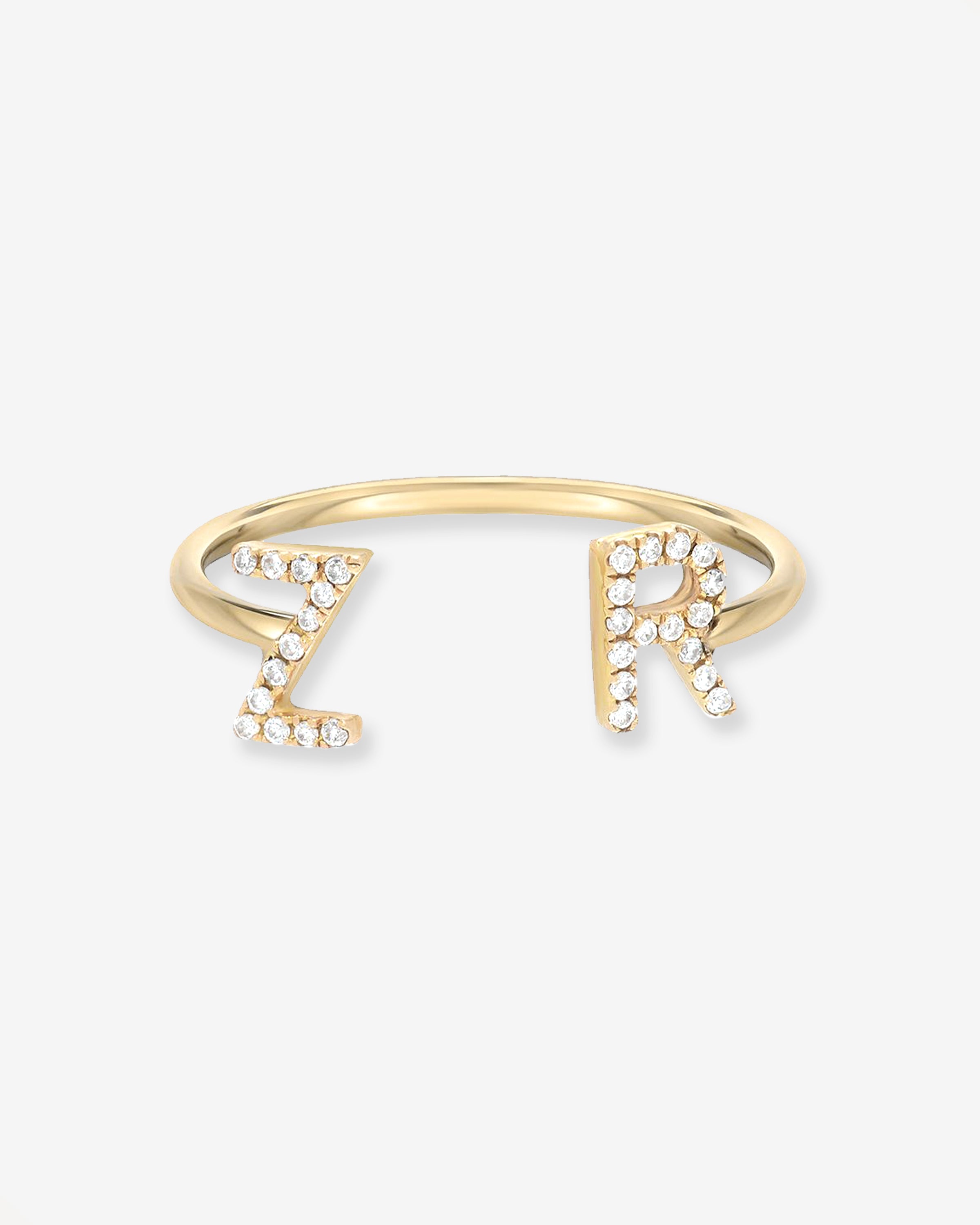 Diamond Initials Cuff Ring Personalized Zoe Lev Jewelry