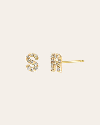 Diamond Initials Stud Earrings