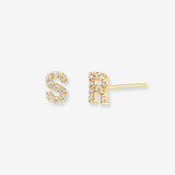 Diamond Initials Stud Earrings Personalized Zoe Lev Jewelry