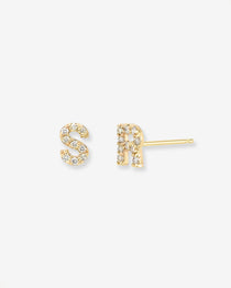 Diamond Initials Stud Earrings Personalized Zoe Lev Jewelry