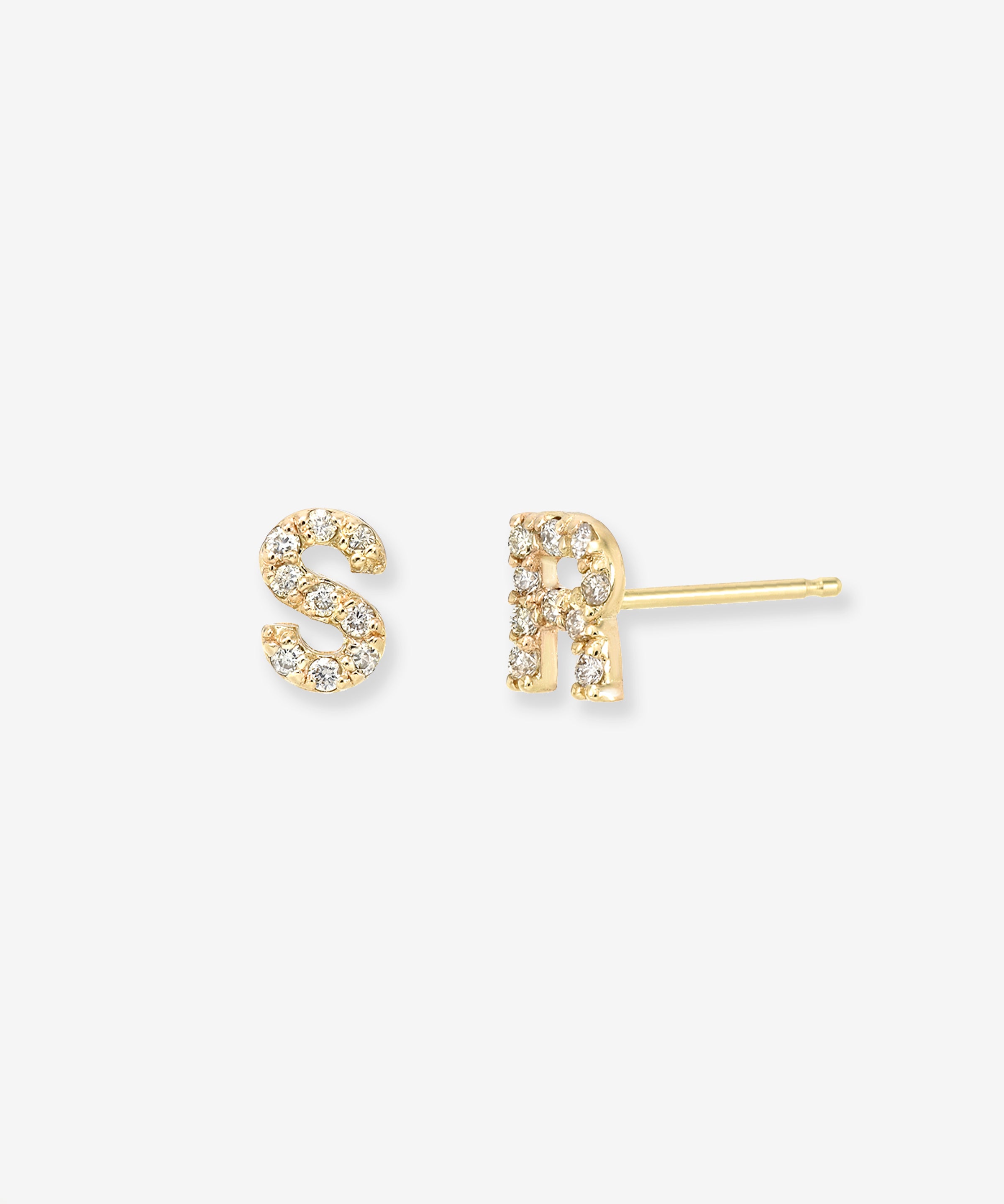 Diamond Initials Stud Earrings Personalized Zoe Lev Jewelry