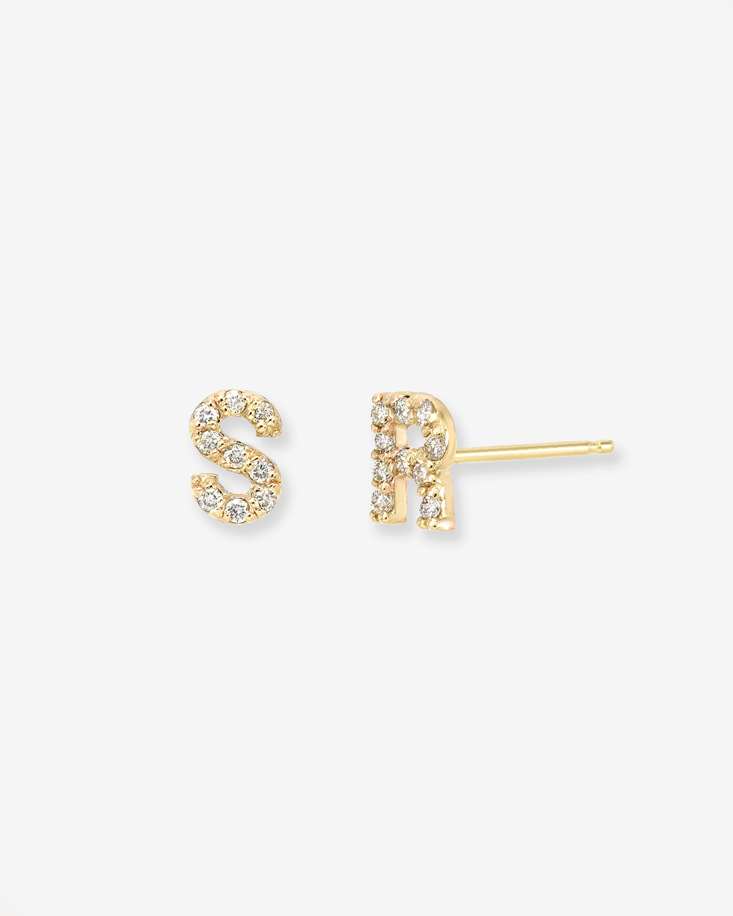 Diamond Initials Stud Earrings Personalized Zoe Lev Jewelry