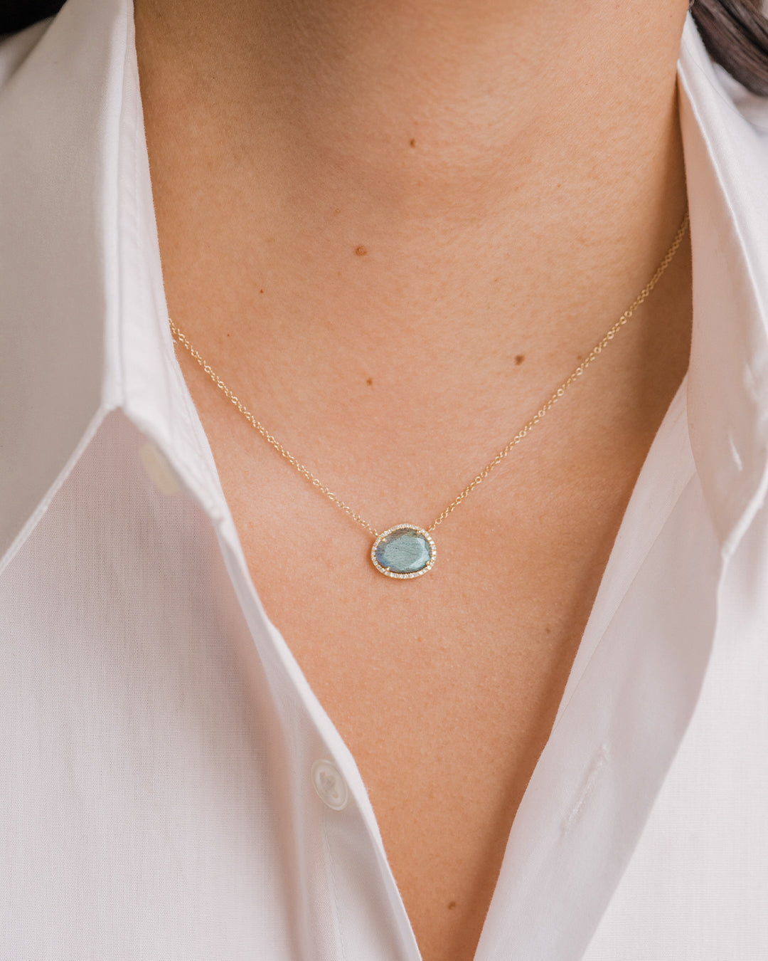 Diamond Labradorite Necklace Zoe Lev Jewelry