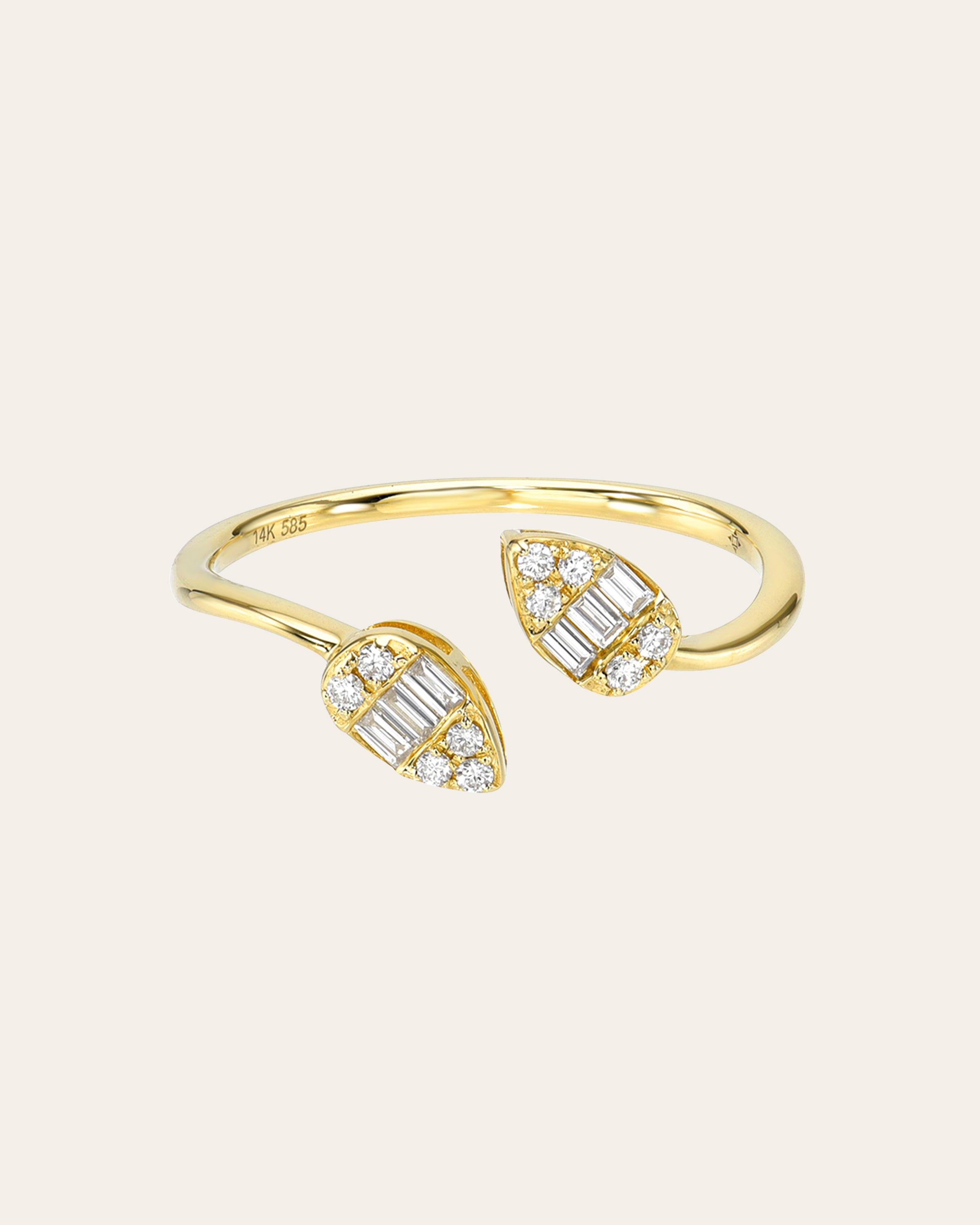 Diamond Leaf Cuff Ring SAMPLE SALE Zoe Lev Jewelry