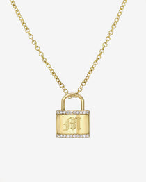 Diamond Lock Necklace Personalized Zoe Lev Jewelry