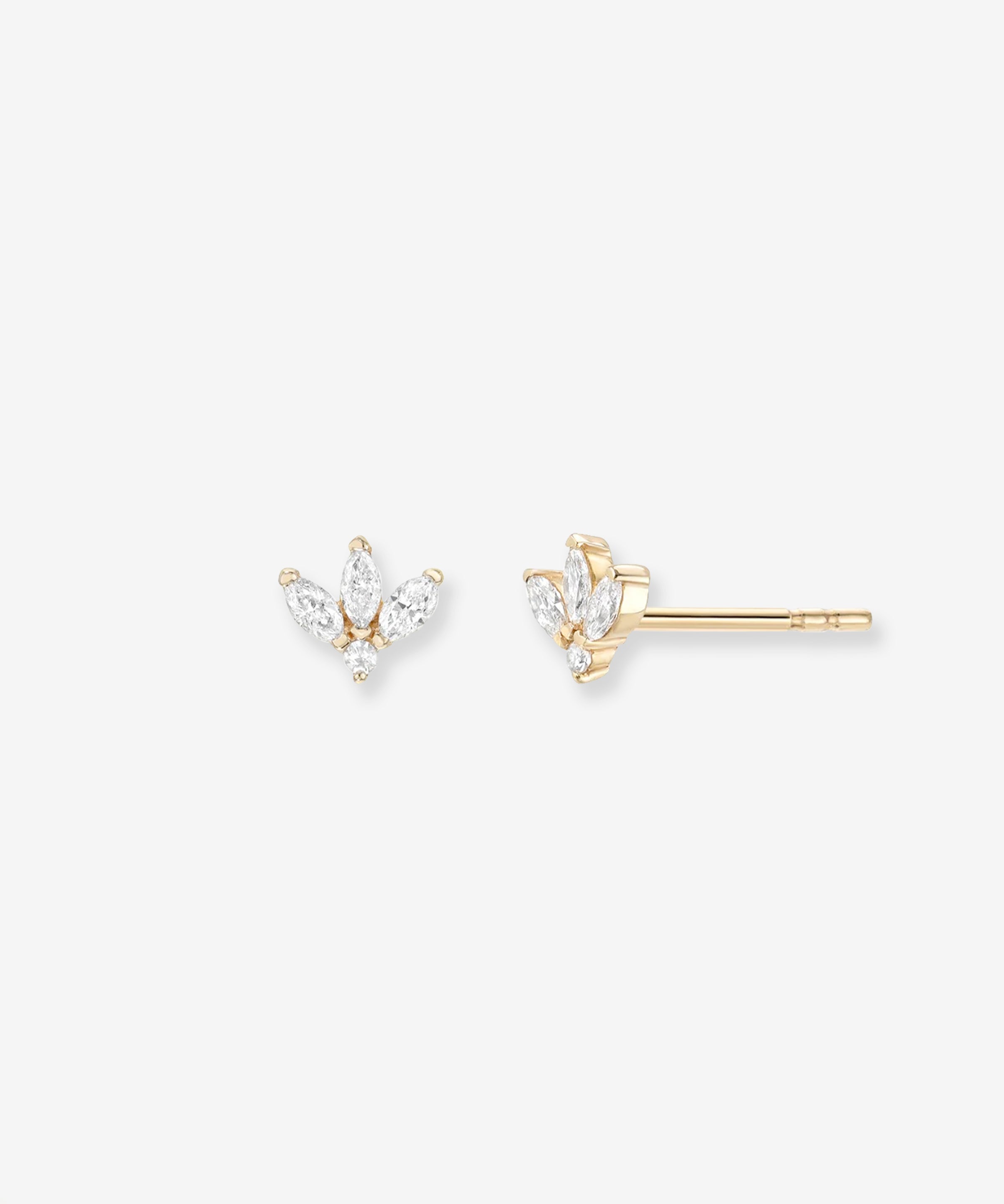 Diamond Lotus Stud Earrings Zoe Lev Jewelry