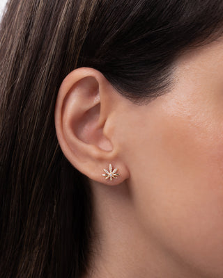 Diamond Marijuana Leaf Stud Earring