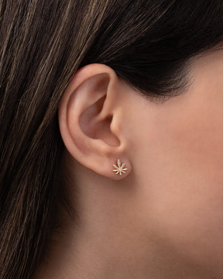 Diamond Marijuana Leaf Stud Earring