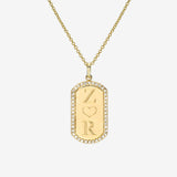 Diamond Mini Dog Tag Necklace Personalized Zoe Lev Jewelry