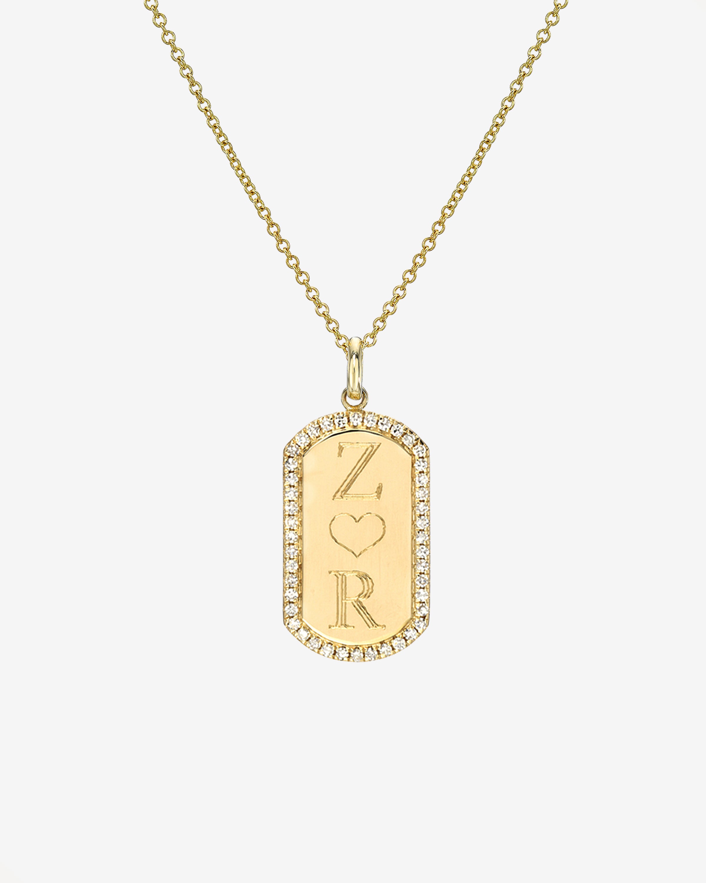 Diamond Mini Dog Tag Necklace Personalized Zoe Lev Jewelry
