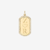 Diamond Mini Dog Tag Pendant Personalized Zoe Lev Jewelry