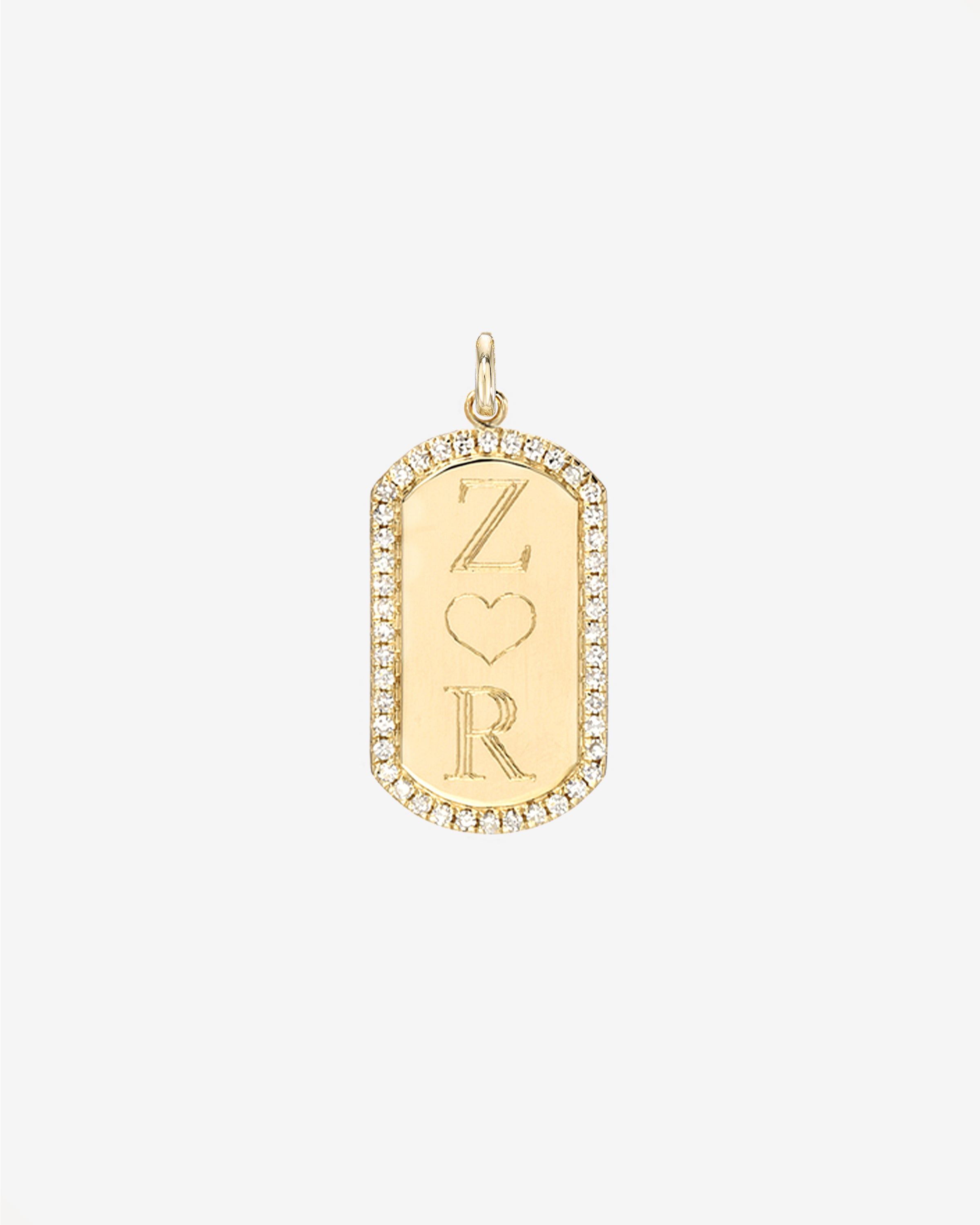 Diamond Mini Dog Tag Pendant Personalized Zoe Lev Jewelry