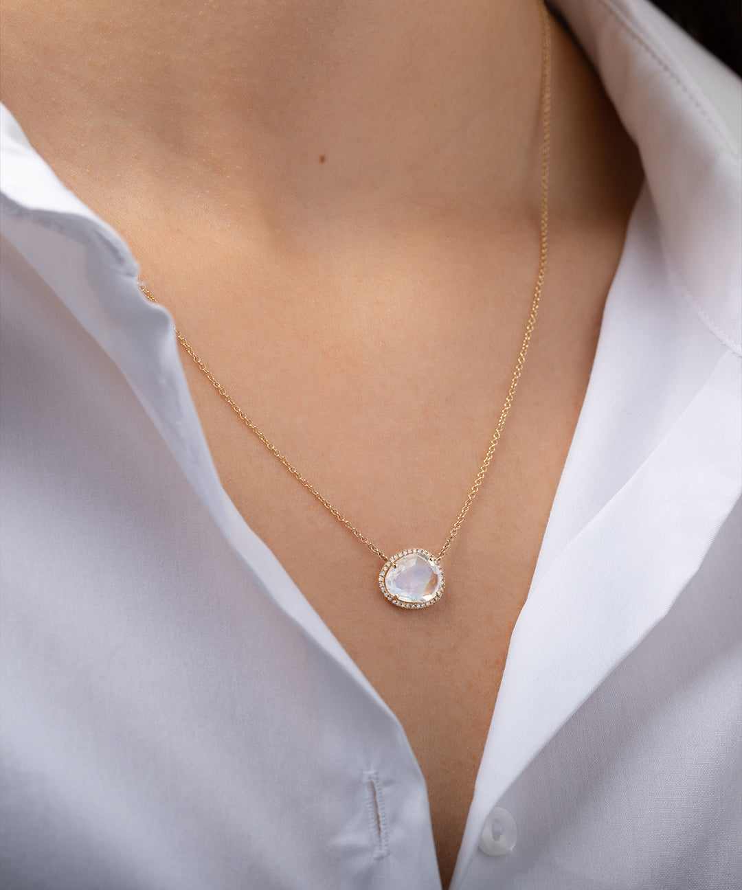 Diamond Moonstone Necklace Zoe Lev Jewelry