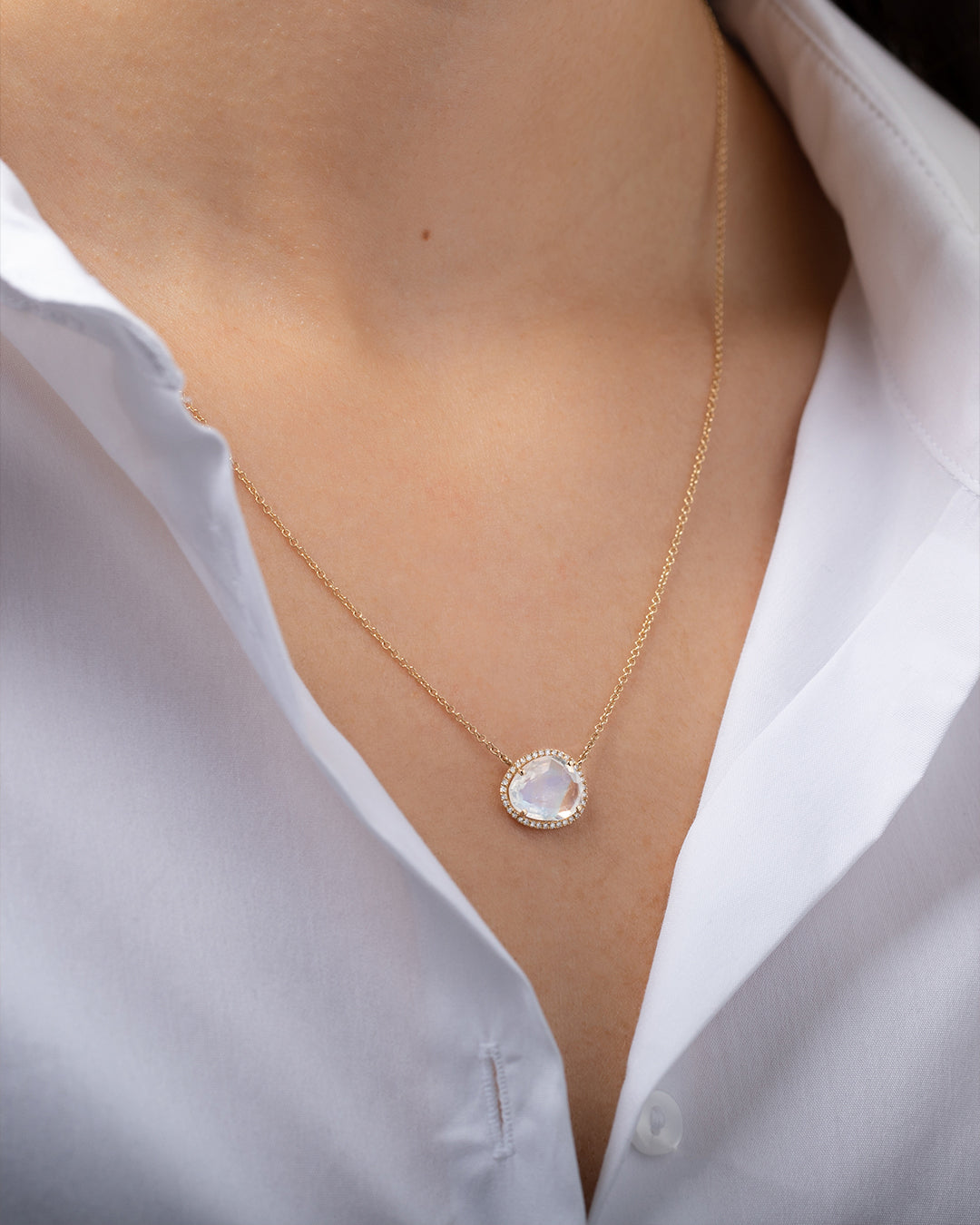 Diamond Moonstone Necklace Zoe Lev Jewelry