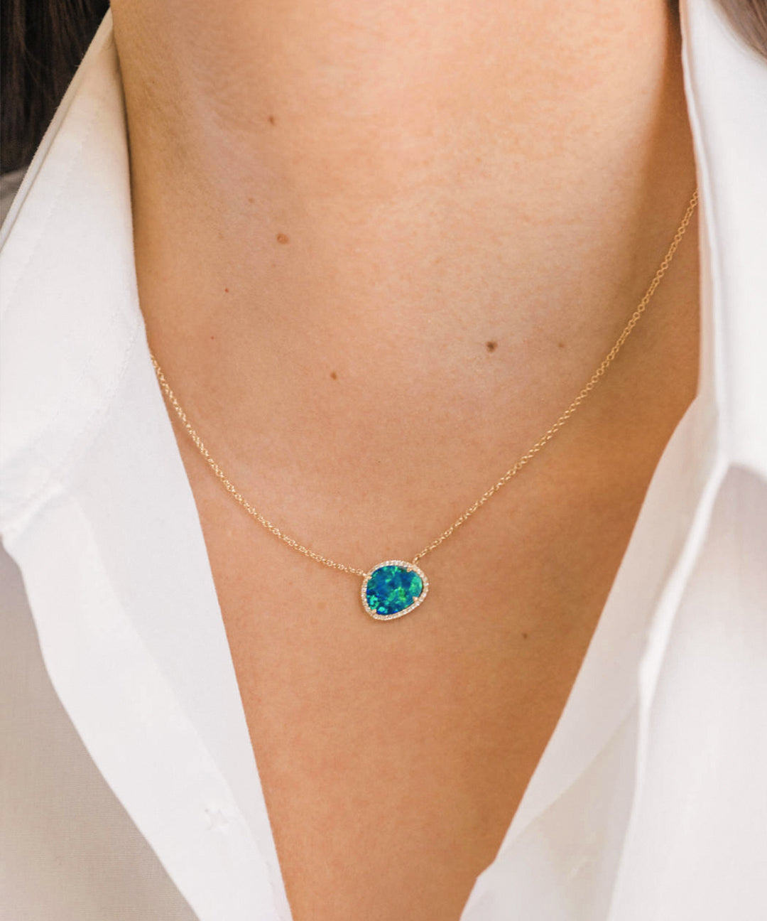 Diamond Opal Necklace Zoe Lev Jewelry