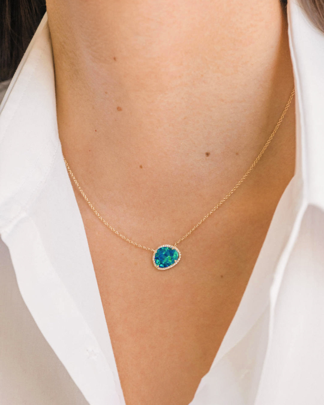 Diamond Opal Necklace Zoe Lev Jewelry