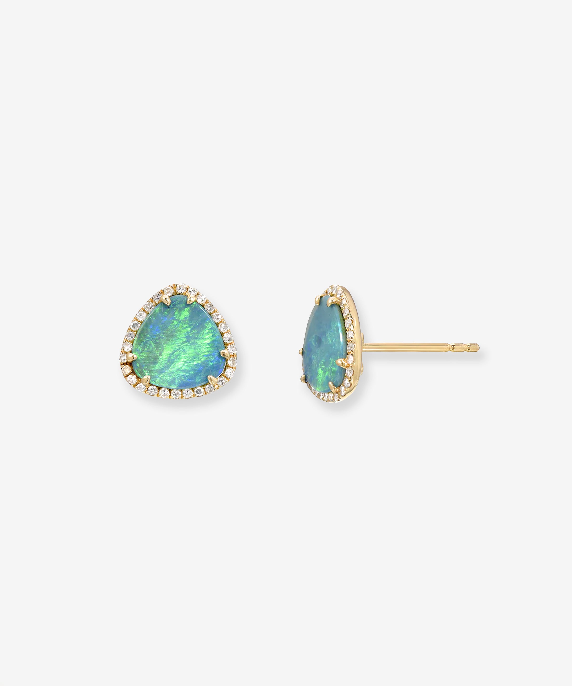 Diamond Opal Stud Earrings Zoe Lev Jewelry