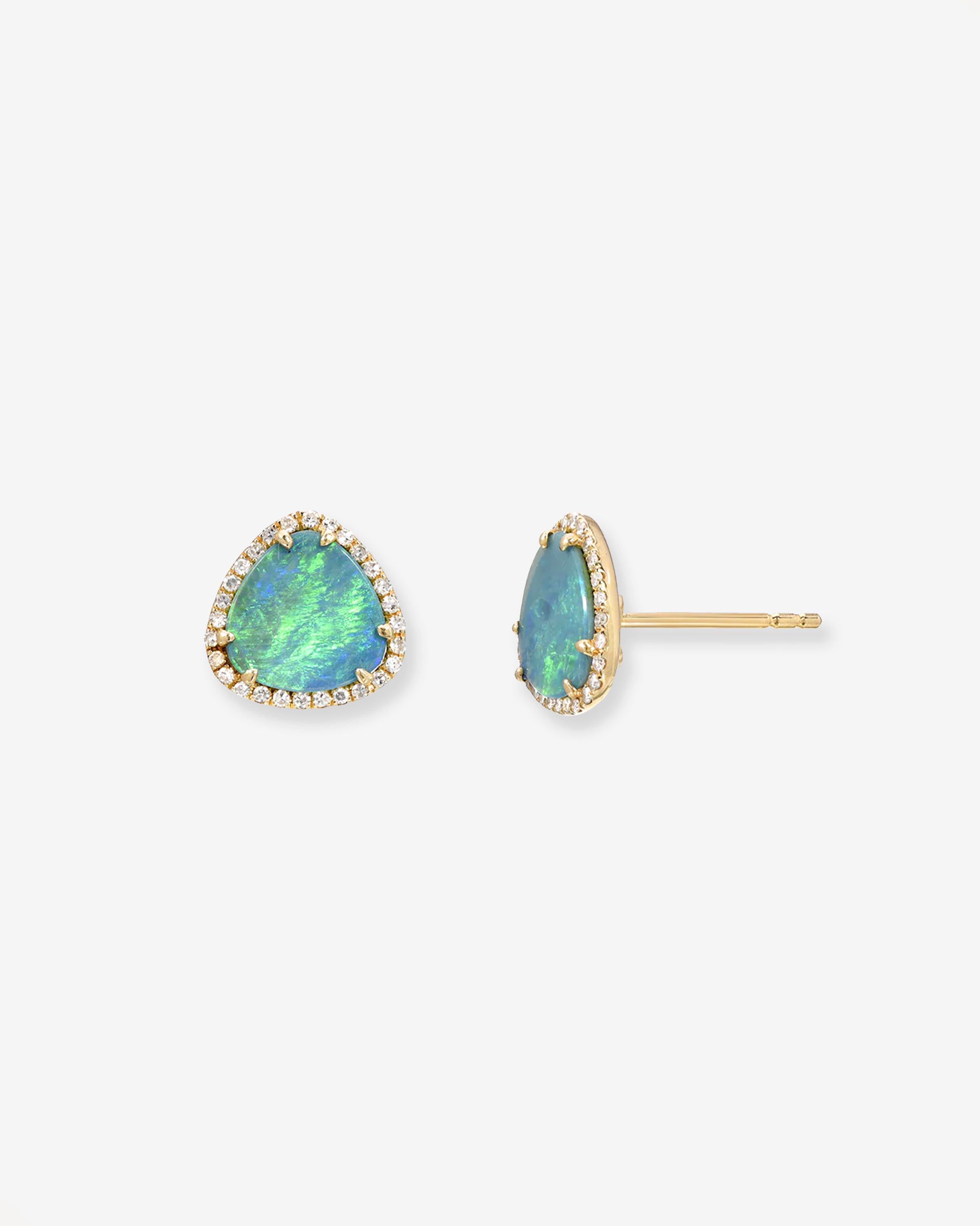 Diamond Opal Stud Earrings Zoe Lev Jewelry