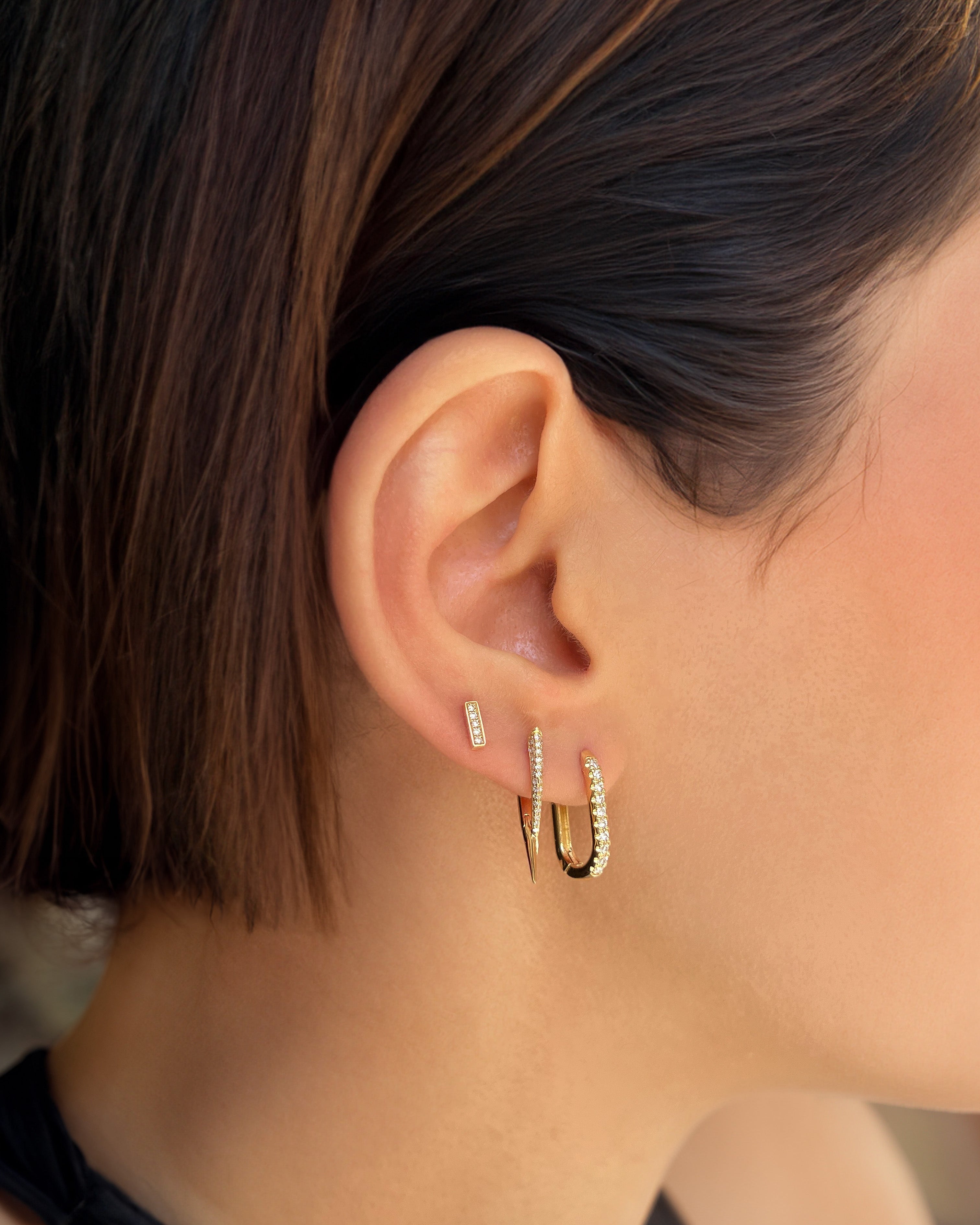 Diamond Oval Hoop Earrings Hoops & Huggies Zoe Lev Jewelry