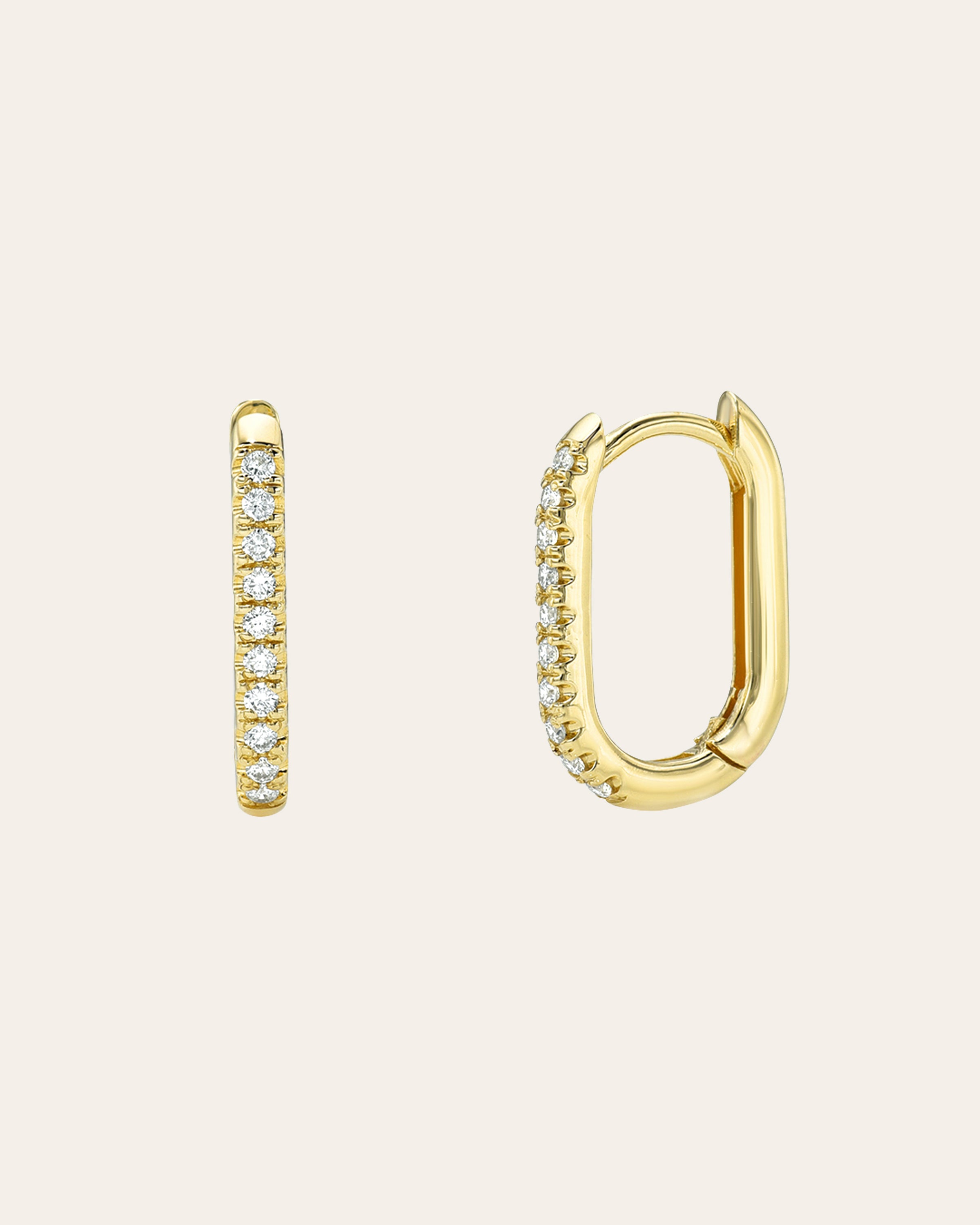 Diamond Oval Hoop Earrings Hoops & Huggies Zoe Lev Jewelry