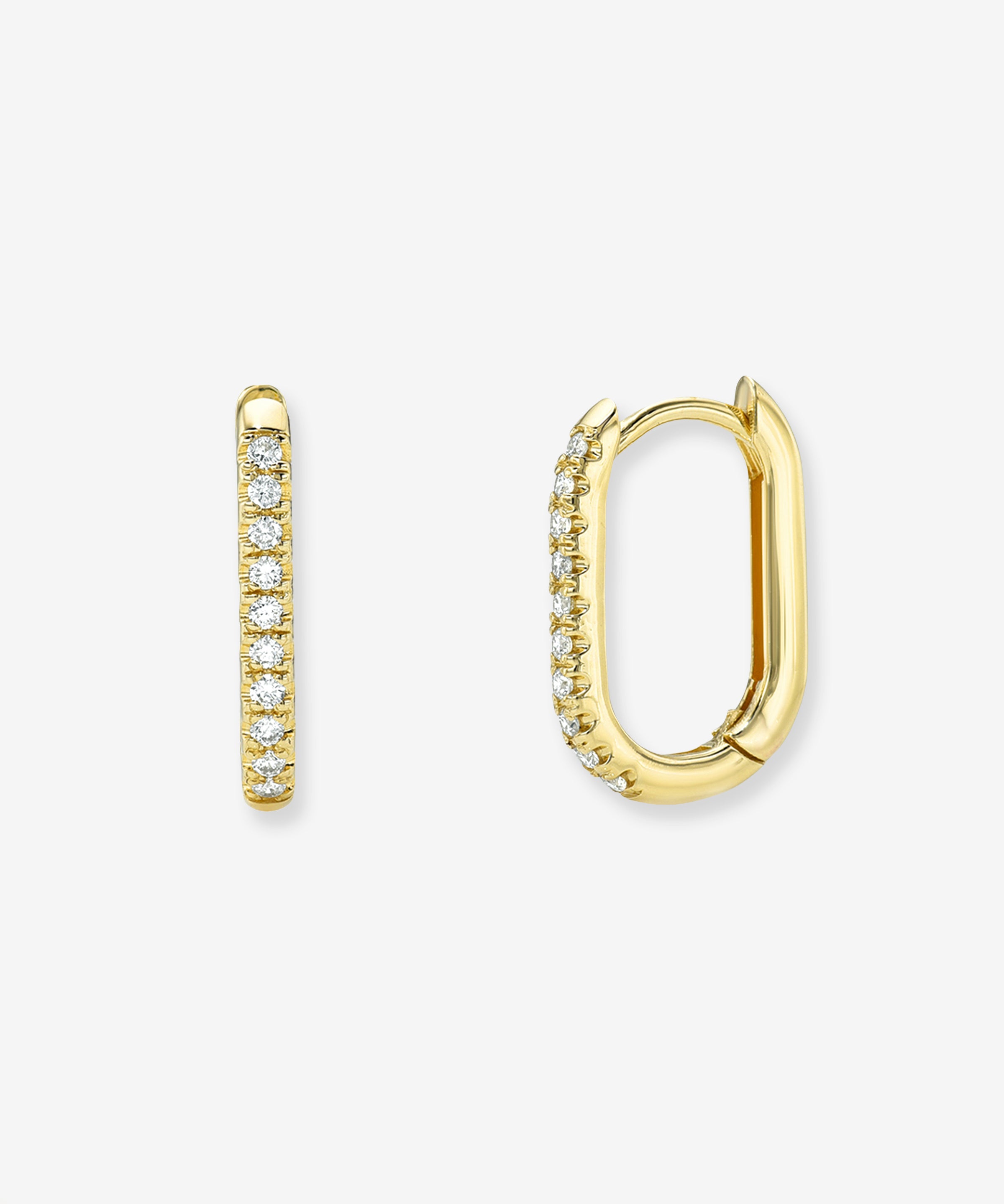 Diamond Oval Hoop Earrings Hoops & Huggies Zoe Lev Jewelry