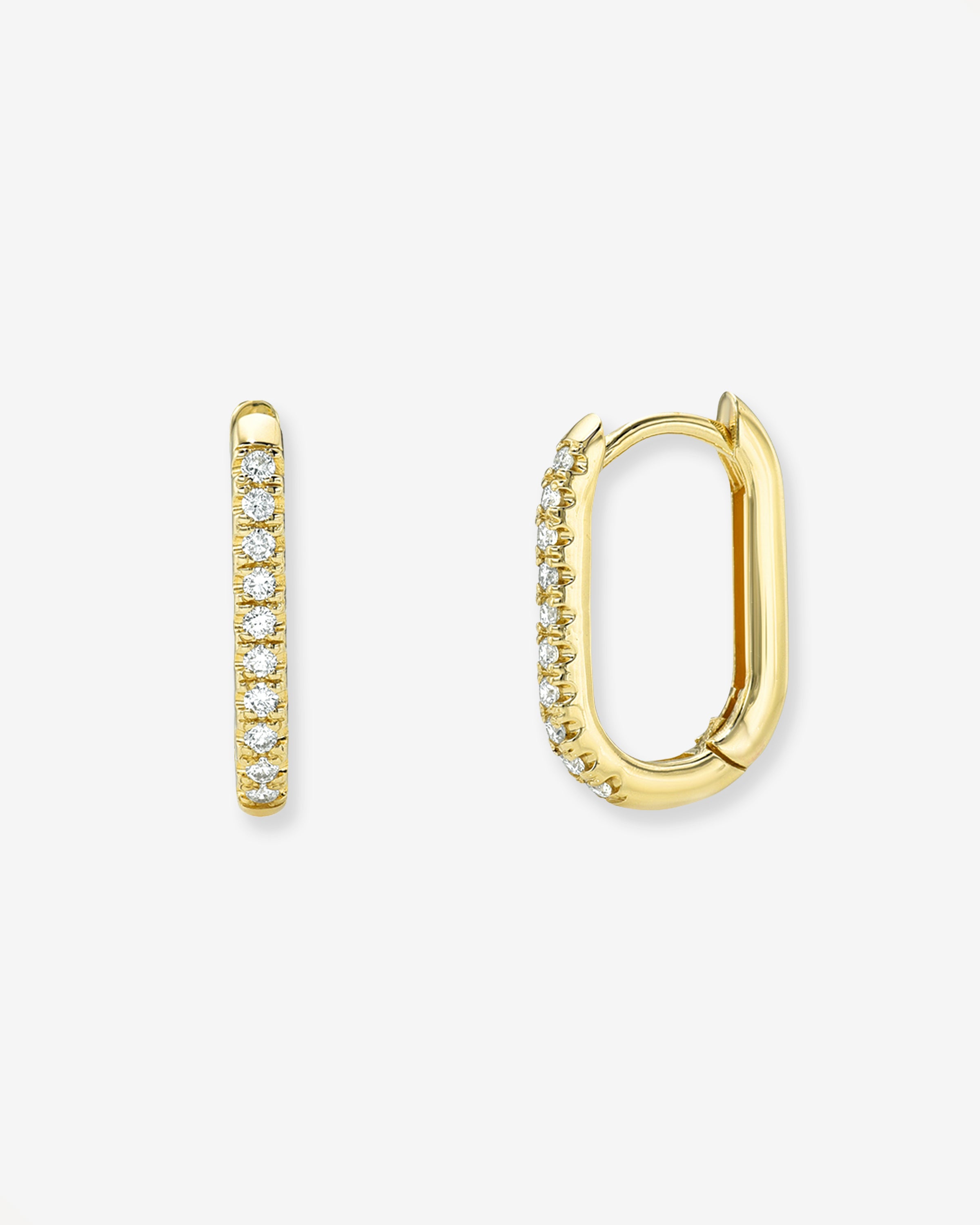 Diamond Oval Hoop Earrings Hoops & Huggies Zoe Lev Jewelry