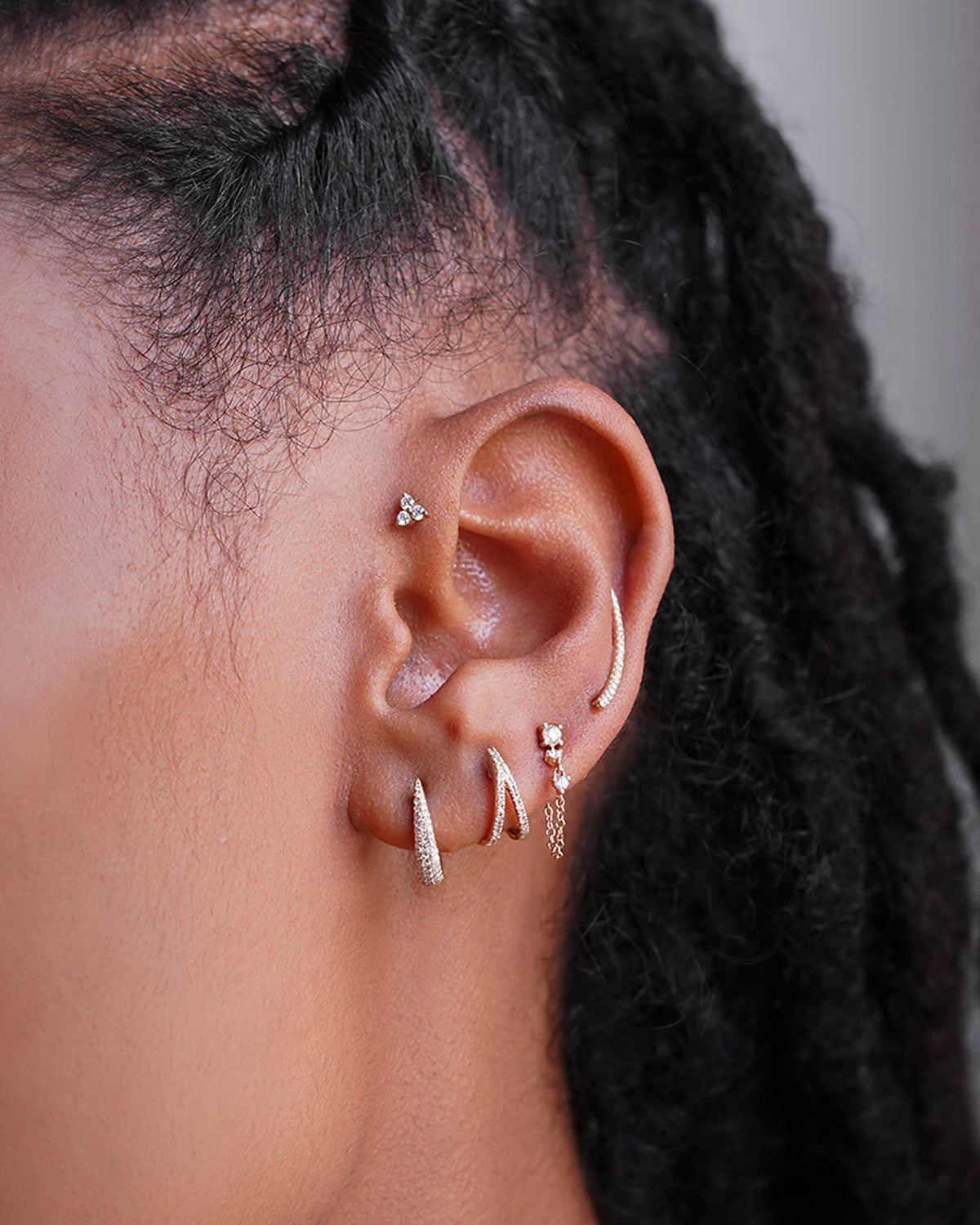 Diamond Trio Stud Earrings Zoe Lev Jewelry