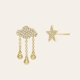 Diamond Pave Cloud and Star Stud Earrings SAMPLE SALE Zoe Lev Jewelry