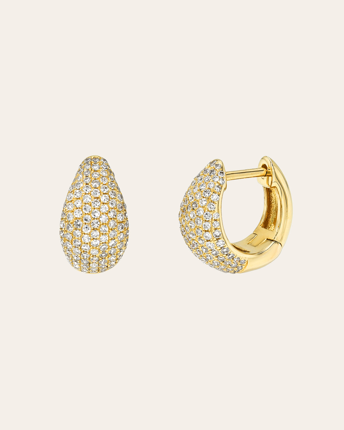 Diamond Pave Thick Dome Huggie Earrings