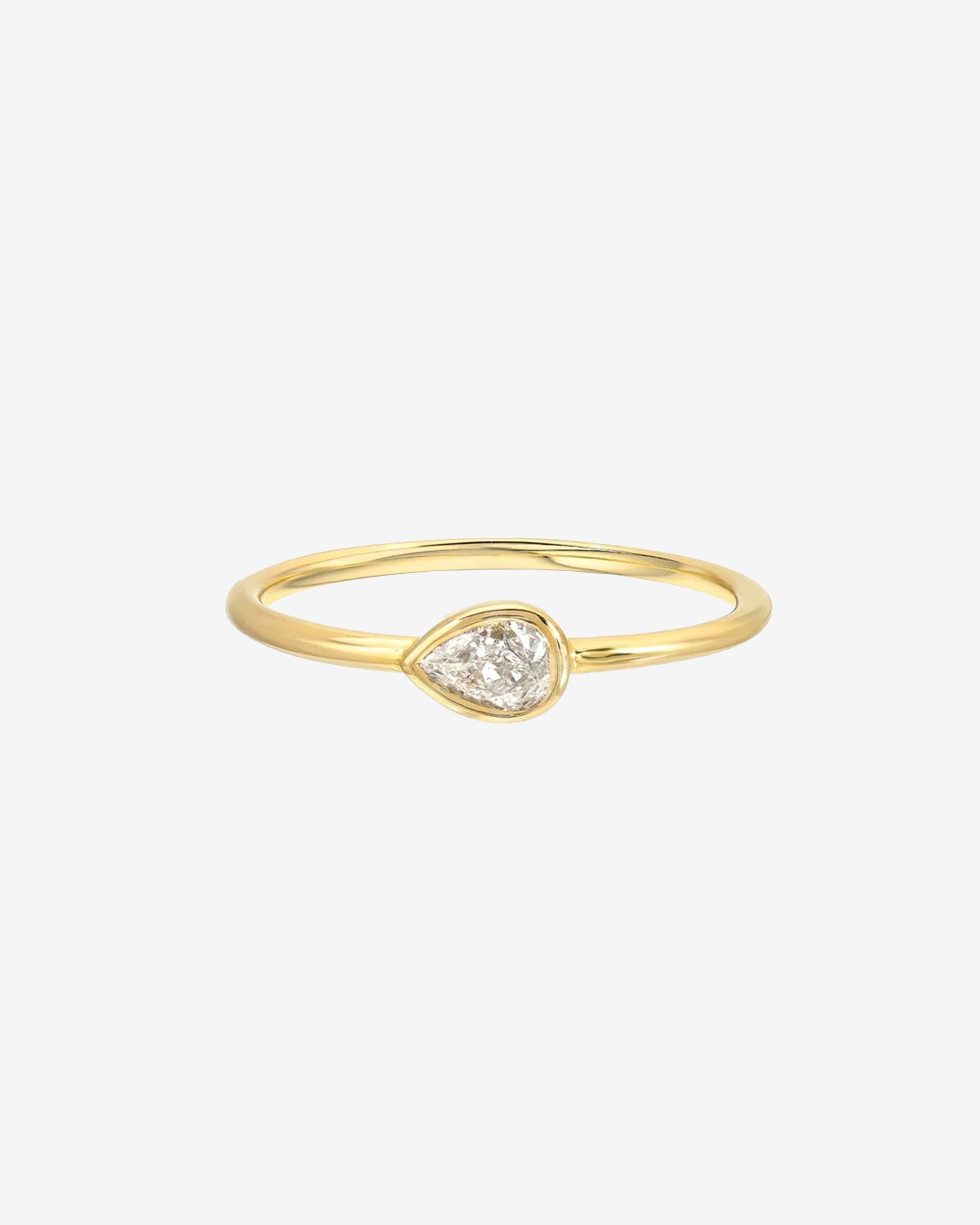 Pear Bezel Diamond Ring - Size 6 SAMPLE SALE Zoe Lev Jewelry