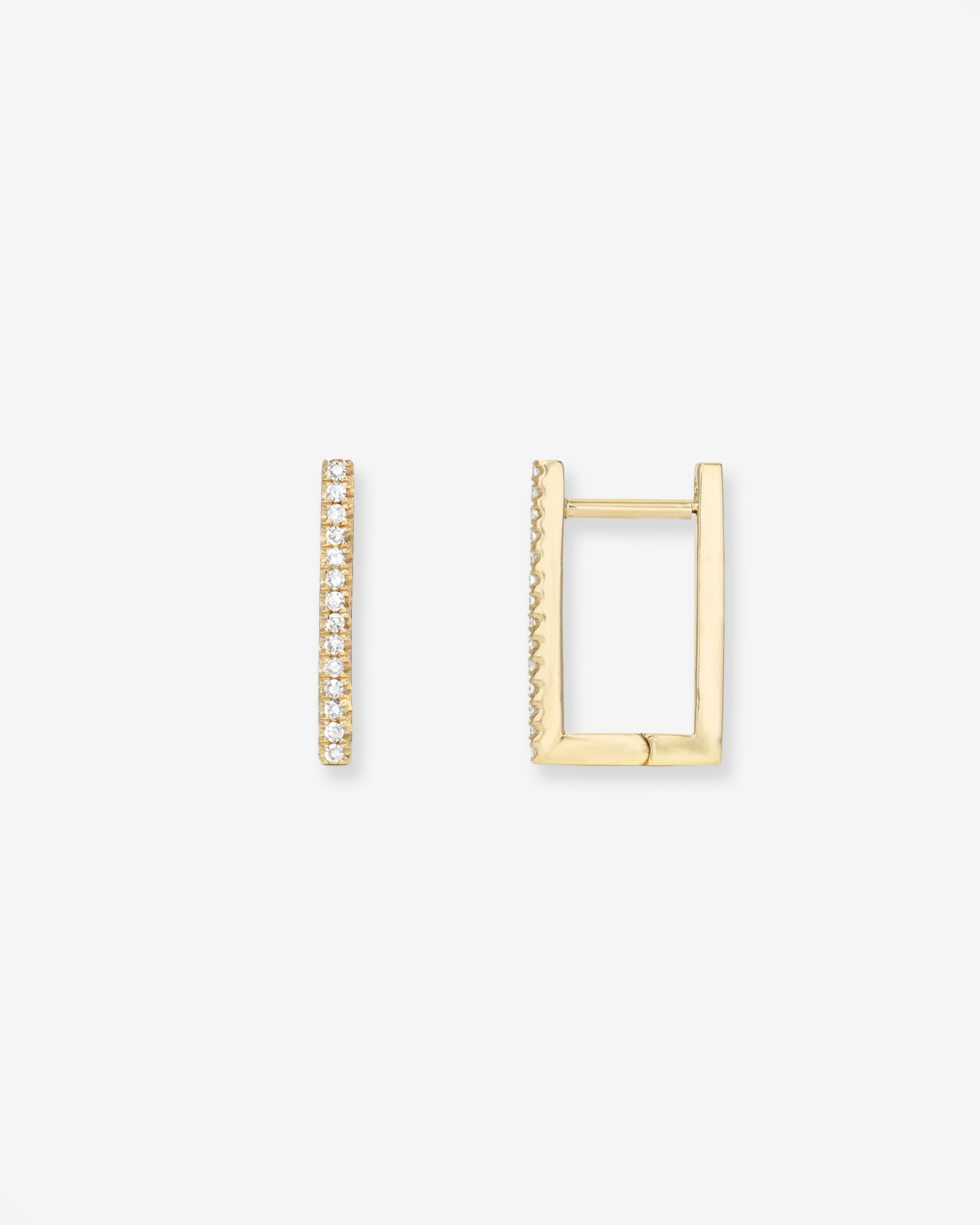 Diamond Rectangle Huggie Earrings Hoops & Huggies Zoe Lev Jewelry