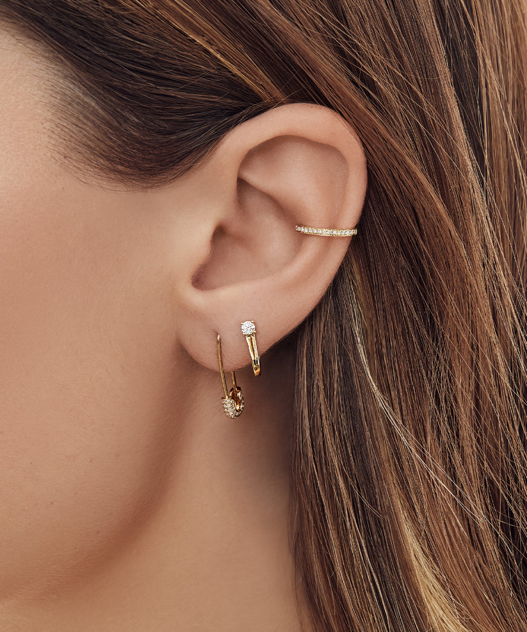 Diamond Safety Pin Earring Zoe Lev Jewelry