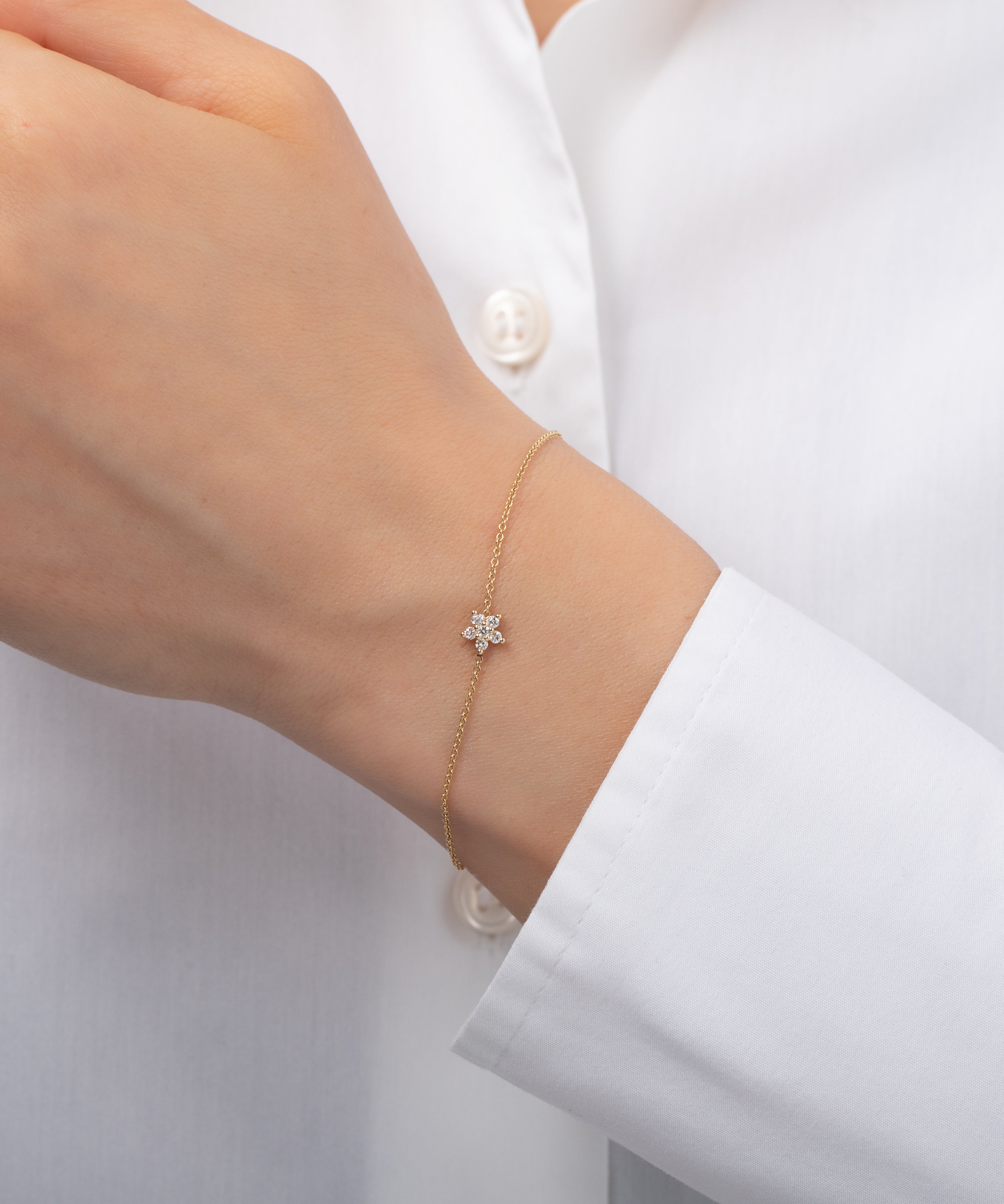 Diamond Set Flower Bracelet SAMPLE SALE Zoe Lev Jewelry